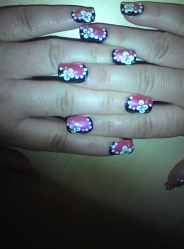 cute pink,black and white flower design