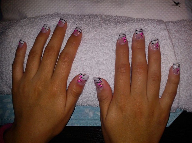 zebra pink nails