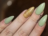 Mint &amp; Gold Almond Nails