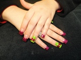 Hot pink &amp; Lime green with bows!
