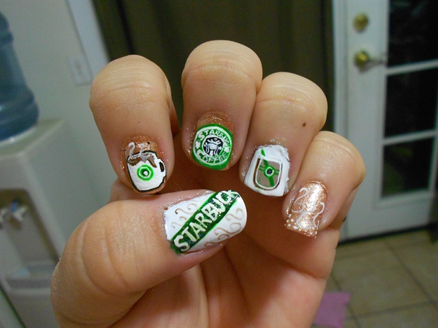 Starbucks nails ( left hand)