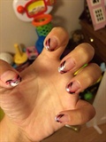 Glittery Tips With Pink And Black Lines