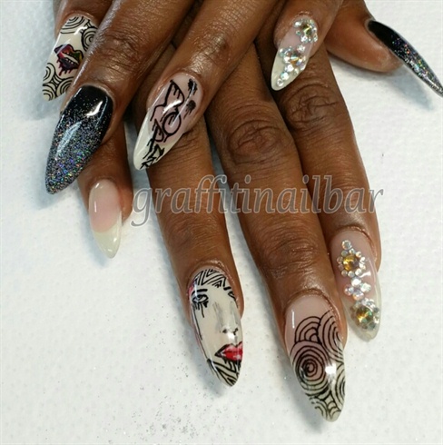 Hand Painted Almond Nails