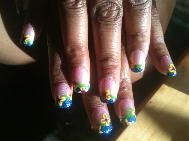 Rainbow flowers with blue tips
