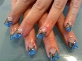 Blue and Brown Wedding Nails