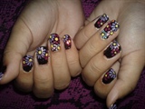 dark floral nails