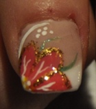 Handpainted Flower On Acrylic Nails