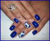 blue glittitter nails