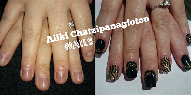 Before/After black and gold nails!!!