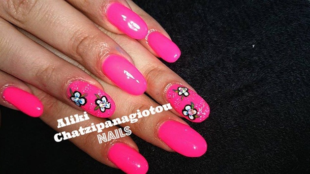 neon pink and flowers