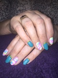 Teal And Marble Gelish Nails 