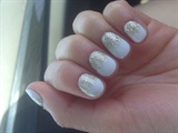 White Nails with Gold Sparkles