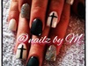 glitter, black and white with cross