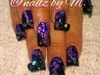 black and purple water nails