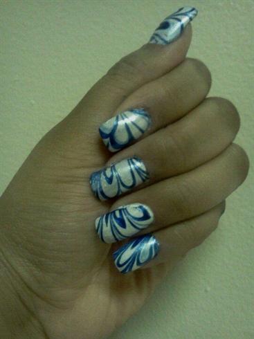 blue silver and white water marble