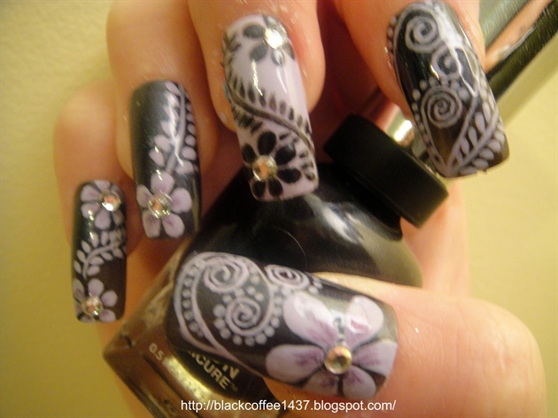 Purple Flora nail art