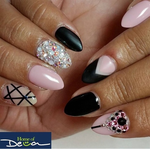 Black And Pink Nails