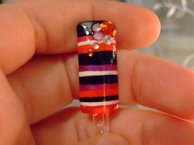 Sunset stripes nail art design