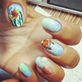 Under the Sea Nail art with 3D acrylic