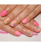 Neon flowers nail art