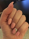 Pink Nude Gel Nails With Bling