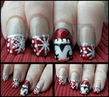 Christmas French Mani &amp; a Little Penguin