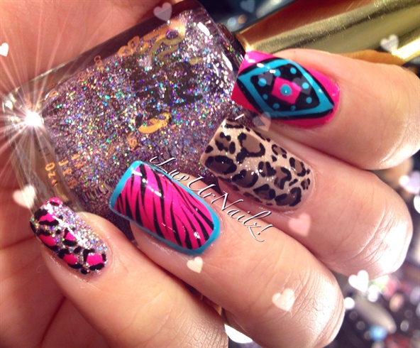 purple n pink nail design