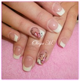 Hand painted Flowers on White French