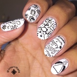 White and Black Christmas Nails 
