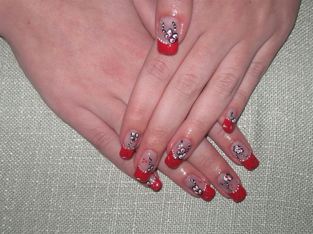 red abstract nail art