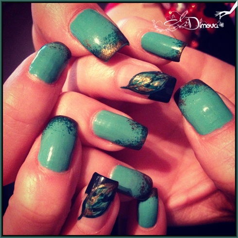 Leaf nail and effect with sponge