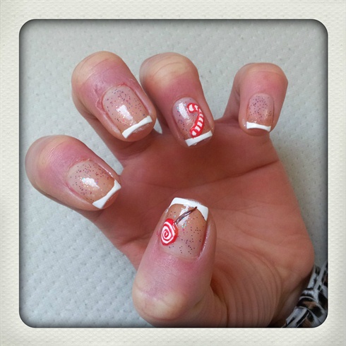 French manicure with cane
