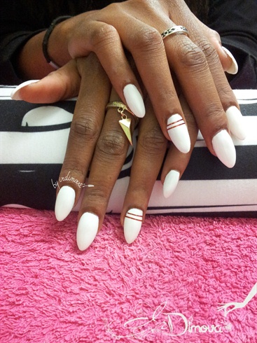 White manicure with strips