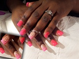Pink manicure with 3D flowers