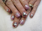 Acrylic nails with freehand nail art