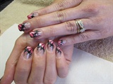 Acrylic nails with freeehand nail art