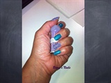 Purple Microbeads/tourquoise nails