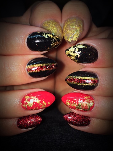 Black Red And Gold Leaf