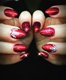 Ruby Red glitter With Snowflakes