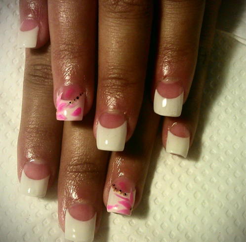 white tips with pink flowers