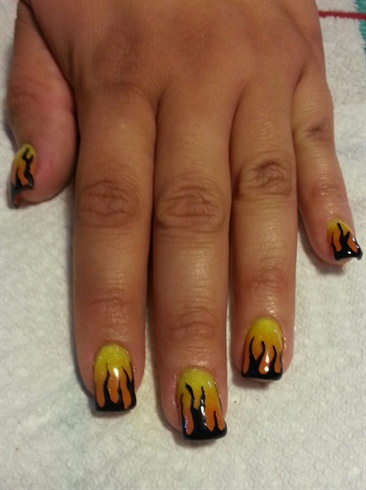 ombre with black flames