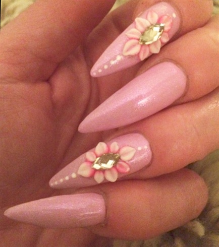 Baby Girl Pink Stiletto 3D Flowers 