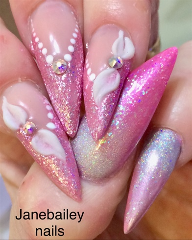 Girly Sparkly Pink Princess Nails 