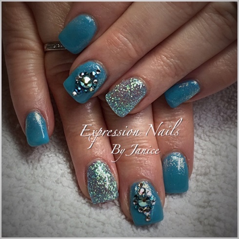 Teal Sparkle With Crystals