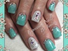 Aqua Nails With Sparkle