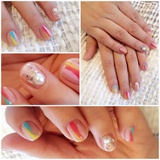 spring nail art, clear &amp; pastel-Japan