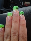 Neon Green French Tip W/ Design