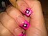 Neon Pink French Tip W/ Flowers