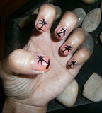 Sunset +palm trees nail art