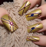 Gold gem nails 